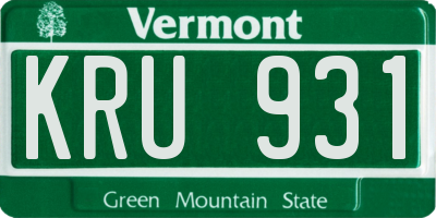 VT license plate KRU931