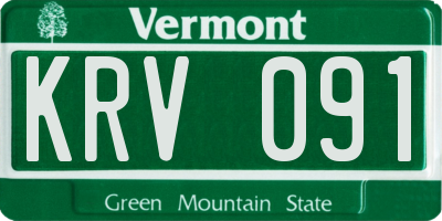 VT license plate KRV091