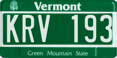 VT license plate KRV193