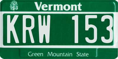 VT license plate KRW153