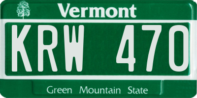 VT license plate KRW470