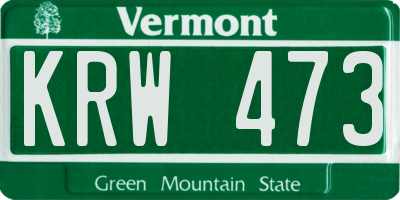 VT license plate KRW473