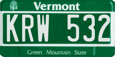 VT license plate KRW532
