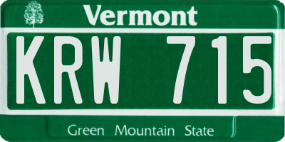 VT license plate KRW715