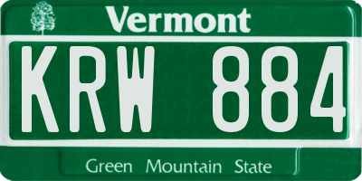 VT license plate KRW884