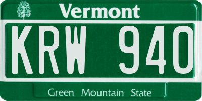 VT license plate KRW940