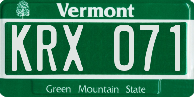 VT license plate KRX071
