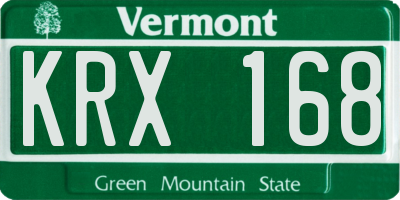 VT license plate KRX168