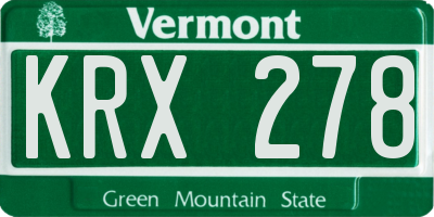 VT license plate KRX278