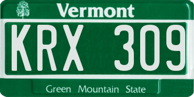 VT license plate KRX309