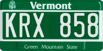 VT license plate KRX858