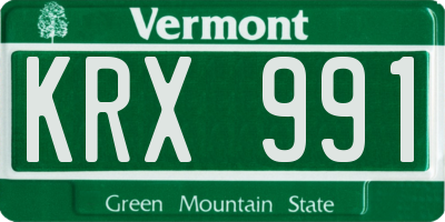 VT license plate KRX991