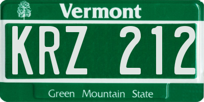 VT license plate KRZ212