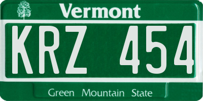 VT license plate KRZ454