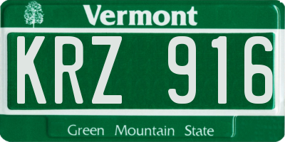 VT license plate KRZ916
