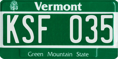 VT license plate KSF035