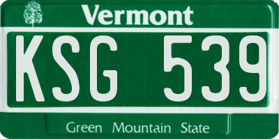 VT license plate KSG539