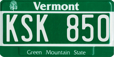 VT license plate KSK850