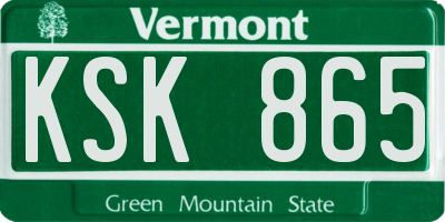 VT license plate KSK865