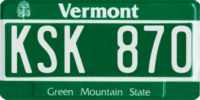 VT license plate KSK870