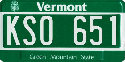 VT license plate KSO651
