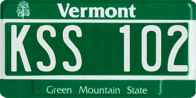 VT license plate KSS102