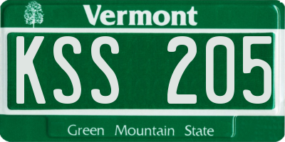 VT license plate KSS205
