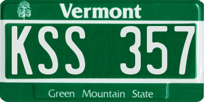VT license plate KSS357