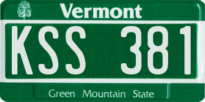 VT license plate KSS381