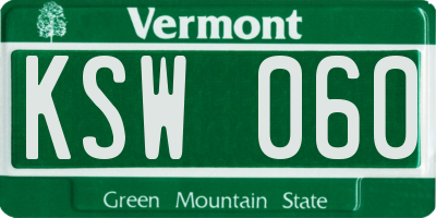 VT license plate KSW060