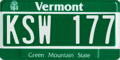 VT license plate KSW177
