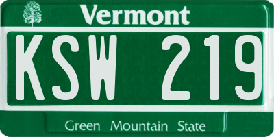 VT license plate KSW219