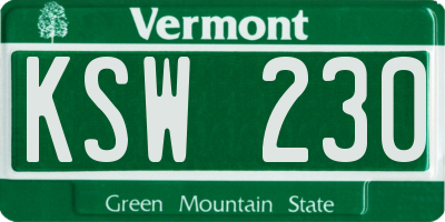 VT license plate KSW230