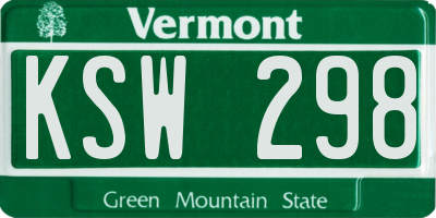 VT license plate KSW298