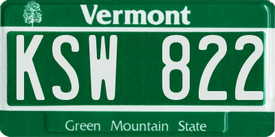 VT license plate KSW822