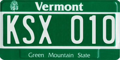 VT license plate KSX010