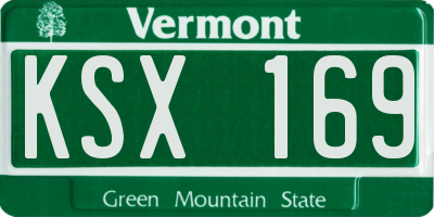 VT license plate KSX169