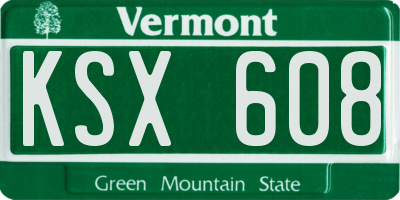 VT license plate KSX608