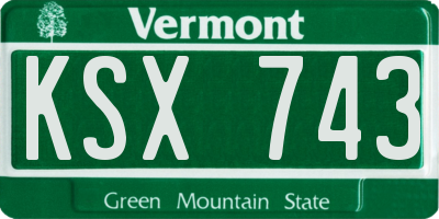 VT license plate KSX743