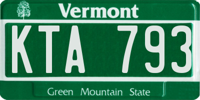 VT license plate KTA793