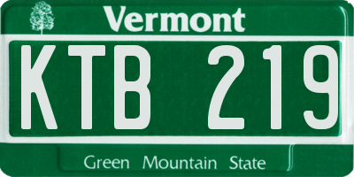 VT license plate KTB219