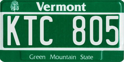 VT license plate KTC805