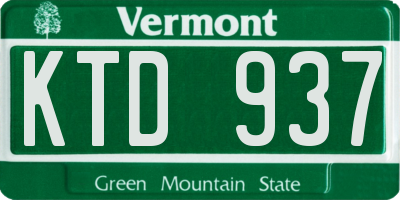 VT license plate KTD937