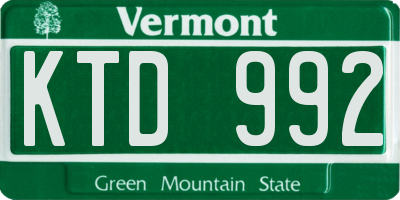 VT license plate KTD992