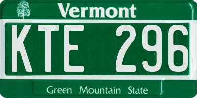 VT license plate KTE296