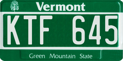 VT license plate KTF645