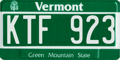 VT license plate KTF923