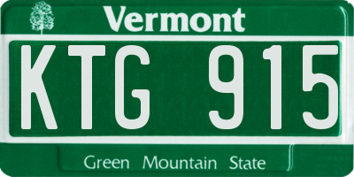 VT license plate KTG915