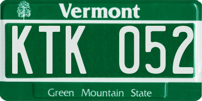 VT license plate KTK052