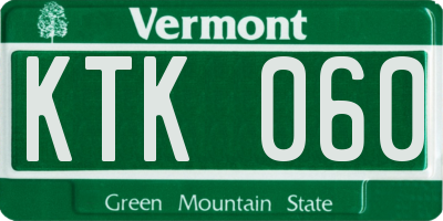VT license plate KTK060
